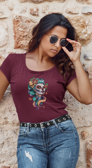 Lady T-shirt Skull Mardi